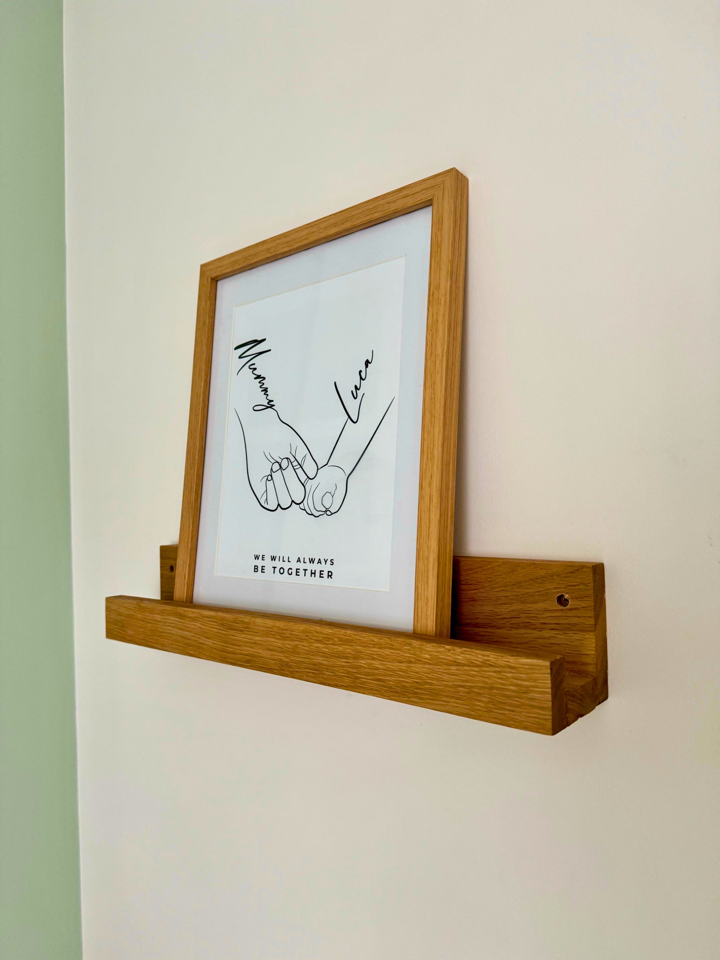 Solid Oak Picture Frame Ledge Shelf | Beautifully Handmade