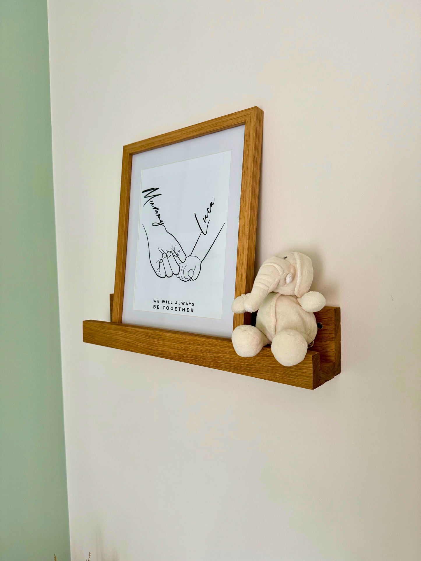 Solid Oak Picture Frame Ledge Shelf | Beautifully Handmade